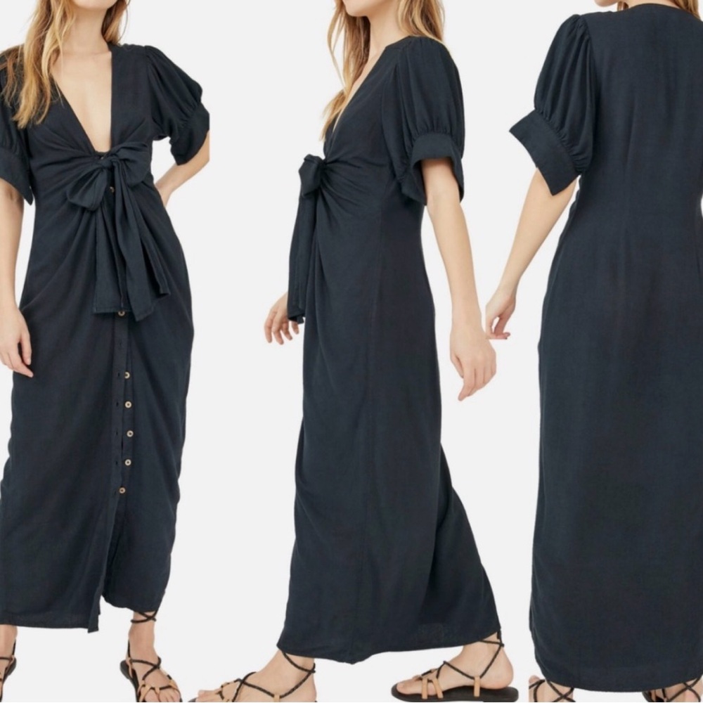 Tie-Front Black Maxi Dress - free people